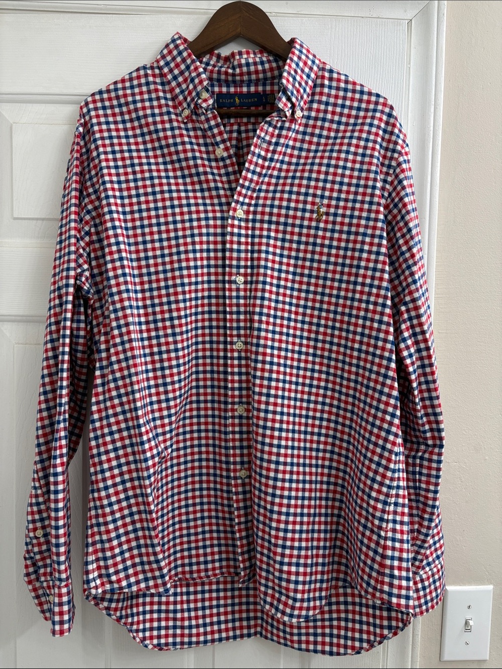Ralph Lauren Red Navy and White Gingham Button-Down Shirt